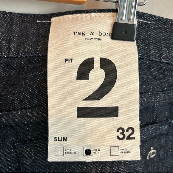Rag & Bone | Fit 2 - Tonal Rinse Slim Fit Dark Indigo Authentic Stretch Jean 32 - Picture 4 of 13